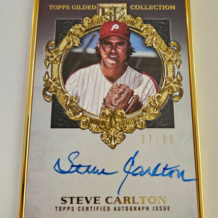 2022 Topps Gilded Collection Steve Carlton Gold Framed HOF Auto #HAFA-SC 27/90