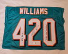Ricky Williams Signed Miami Dolphins-Style Jersey #420 – Beckett – Inscribed