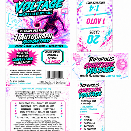 Ripopolis Courtside Voltage — Modern Era Basketball — 20 Card Auto Hit Pack