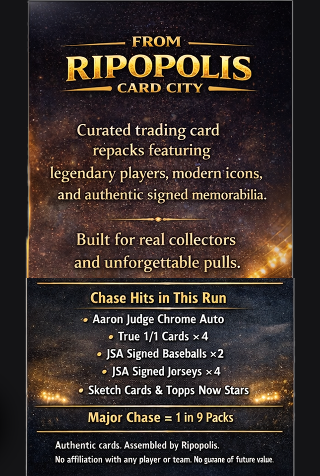 Ripopolis Legends Pack — Premium Autograph Baseball Pack — 10 Cards